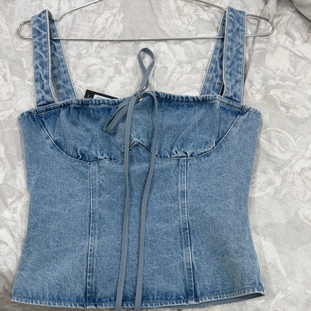 Lioness Denim Blue Crop Top